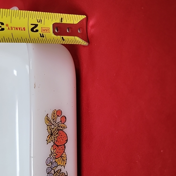 VINTAGE ANCHOR HOCKING FIRE KING #432 WHITE FRUIT HARVEST DESIGN 1.5 QT 12X6.5X2 - Picture 3 of 10